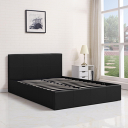 Portland Kosy Koala Single Black Leather Pine Wood Gas Lift Ottoman Bed with Mattress - Wilko - thumbnail 3
