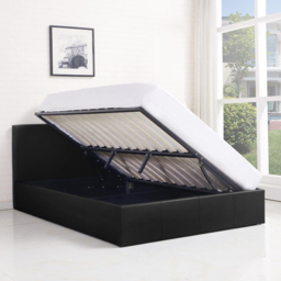 Portland Kosy Koala Single Black Leather Pine Wood Gas Lift Ottoman Bed with Mattress - Wilko - thumbnail 5