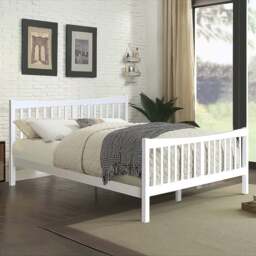 Brooklyn Double White Solid Wooden Country Bed Frame - Wilko - thumbnail 1