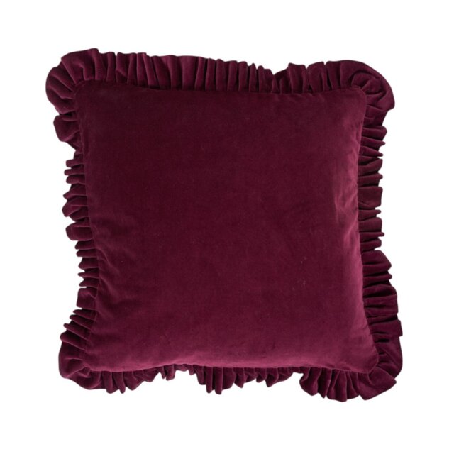 Raphael Ruffle Cushion Burgundy - Wilko - image 1