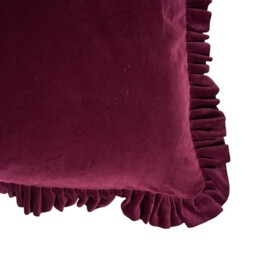 Raphael Ruffle Cushion Burgundy - Wilko - thumbnail 3