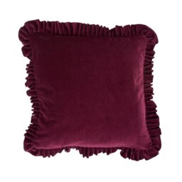 Raphael Ruffle Cushion Burgundy - Wilko