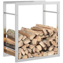 vidaXL Silver Stainless Steel Firewood Log Holder 56 x 50 x 28cm - Wilko - thumbnail 4