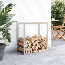 vidaXL Silver Stainless Steel Firewood Log Holder 56 x 50 x 28cm - Wilko - thumbnail 3