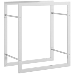 vidaXL Silver Stainless Steel Firewood Log Holder 56 x 50 x 28cm - Wilko