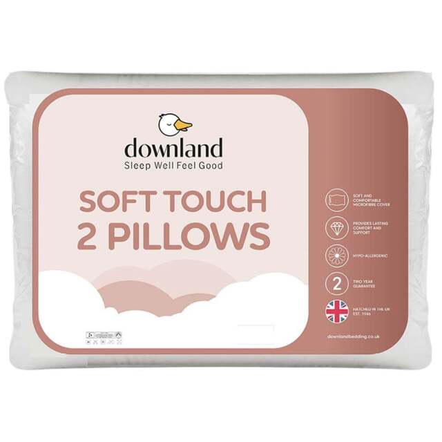 Downland Soft Touch Washable Pillows 2 Pack - White - Wilko