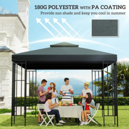 Outsunny 3 x 3m Charcoal Grey 2 Tier Gazebo Top Cover Replacement Canopy - Wilko - thumbnail 7
