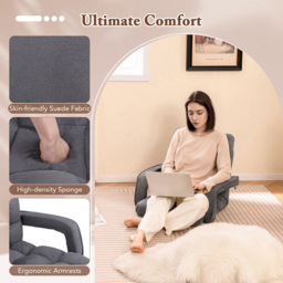 Costway Grey 6 Position Adjustable Floor Gaming Chair - Size: 60 x 64 x 54cm - Wilko - thumbnail 5