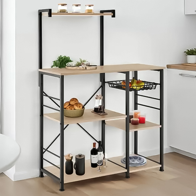 tectake Crawley 6 Shelf Light Wood Oak Shelving Unit - Brown - Wilko - image 1