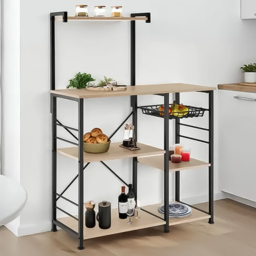 tectake Crawley 6 Shelf Light Wood Oak Shelving Unit - Brown - Wilko - thumbnail 1