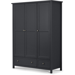 Julian Bowen Maine 3 Door 2 Drawer Anthracite Combination Wardrobe - Size: 3 Door, 2 Drawer - Black - Wilko - thumbnail 3