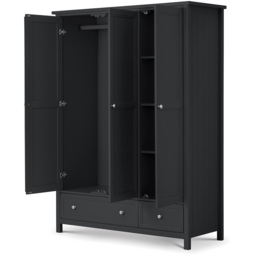 Julian Bowen Maine 3 Door 2 Drawer Anthracite Combination Wardrobe - Size: 3 Door, 2 Drawer - Black - Wilko - thumbnail 4