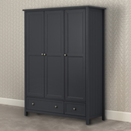 Julian Bowen Maine 3 Door 2 Drawer Anthracite Combination Wardrobe - Size: 3 Door, 2 Drawer - Black - Wilko - thumbnail 1