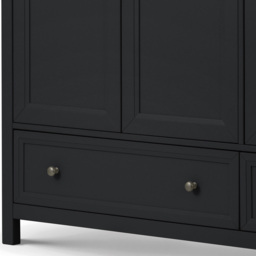 Julian Bowen Maine 3 Door 2 Drawer Anthracite Combination Wardrobe - Size: 3 Door, 2 Drawer - Black - Wilko - thumbnail 6