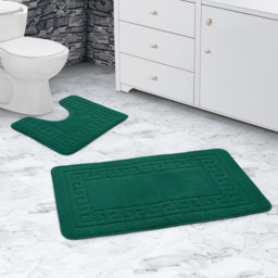 Velosso Greek Key Emerald Bath Mat Set - Green - Wilko - thumbnail 3
