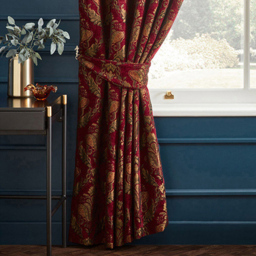 Paoletti Shiraz Burgundy and Brown Floral Jacquard Pencil Pleat Curtain 168 x 229cm - Size: W 229 x D 168cm - Wilko - thumbnail 4