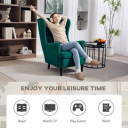 HOMCOM Green Wingback Modern Accent Chair - Size: Single - Wilko - thumbnail 7