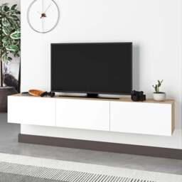 Decortie Francy Oak and White TV Stand with Storage Cabinet - Multi - Wilko - thumbnail 1