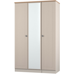 Crowndale Norfolk 3 Door Kashmir Ash and Bardolino Oak Mirror Wardrobe Ready Assembled - Kashmir Ash & Bardolino Oak - Wilko - thumbnail 4