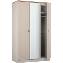 Crowndale Norfolk 3 Door Kashmir Ash and Bardolino Oak Mirror Wardrobe Ready Assembled - Kashmir Ash & Bardolino Oak - Wilko - thumbnail 6