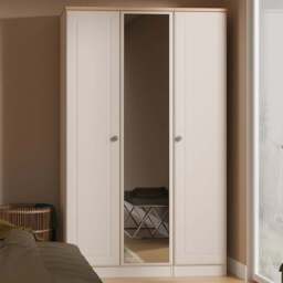 Crowndale Norfolk 3 Door Kashmir Ash and Bardolino Oak Mirror Wardrobe Ready Assembled - Kashmir Ash & Bardolino Oak - Wilko - thumbnail 1
