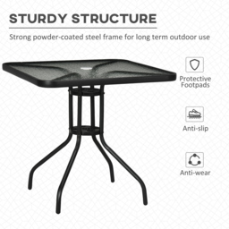 Outsunny 2 Seater Square Garden Dining Table with Umbrella Hole - Size: 76 x 76 x 72cm - Black - Wilko - thumbnail 7