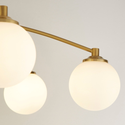 Lighting Collection 6 Light Opal and Brass 6lt Semi Flush Ceiling Light - Size: 21 x 75 x 75cm - Gold - Wilko - thumbnail 5