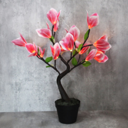 Avilo Warm White LED Pink Lily Tree Lamp - Size: 56 x 39 x 39cm - Wilko - thumbnail 3