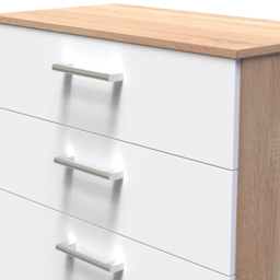 Crowndale Devon 4 Drawer White Matt and Bardolino Oak Deep Chest of Drawers Ready Assembled - White Matt & Bardolino Oak - Wilko - thumbnail 6