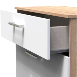 Crowndale Devon 4 Drawer White Matt and Bardolino Oak Deep Chest of Drawers Ready Assembled - White Matt & Bardolino Oak - Wilko - thumbnail 7