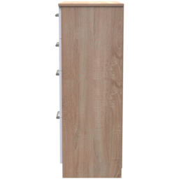 Crowndale Devon 4 Drawer White Matt and Bardolino Oak Deep Chest of Drawers Ready Assembled - White Matt & Bardolino Oak - Wilko - thumbnail 5
