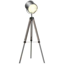 Portland Industrial Style Tripod Floor Lamp - Size: 63 x 63 x 155cm - Grey - Wilko
