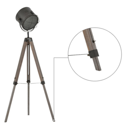 Portland Industrial Style Tripod Floor Lamp - Size: 63 x 63 x 155cm - Grey - Wilko - thumbnail 4