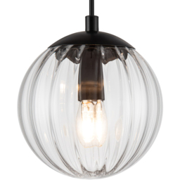 Cosylyte Kingston 3 Light Clear Ribbed Glass Cluster Pendant Light - Size: 36 x 34 x 22cm - Black - Wilko - thumbnail 6