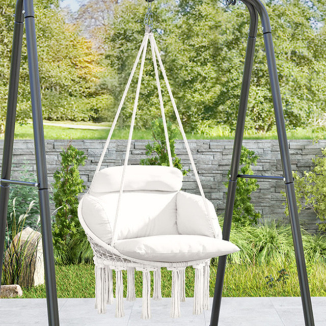 Outsunny Boho Cream White Hammock Chair - Size: 40 x 60 x 80cm - Wilko - image 1