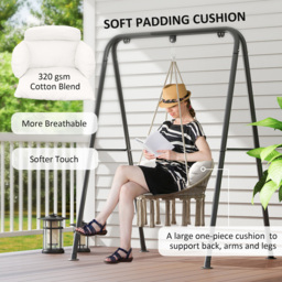 Outsunny Boho Cream White Hammock Chair - Size: 40 x 60 x 80cm - Wilko - thumbnail 6