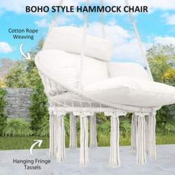 Outsunny Boho Cream White Hammock Chair - Size: 40 x 60 x 80cm - Wilko - thumbnail 7