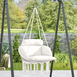 Outsunny Boho Cream White Hammock Chair - Size: 40 x 60 x 80cm - Wilko