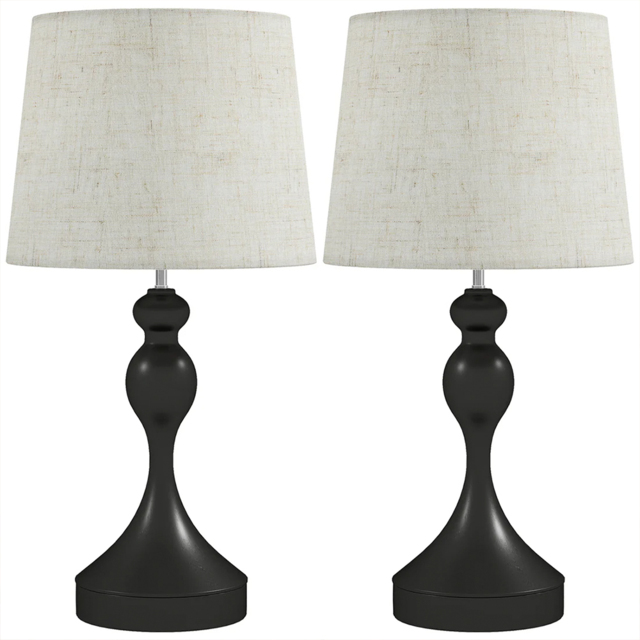Portland Black LED Table Lamp with USB Ports 2 Pack - Size: 54 x 28 x 28cm - Wilko - image 1
