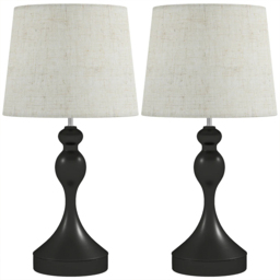 Portland Black LED Table Lamp with USB Ports 2 Pack - Size: 54 x 28 x 28cm - Wilko