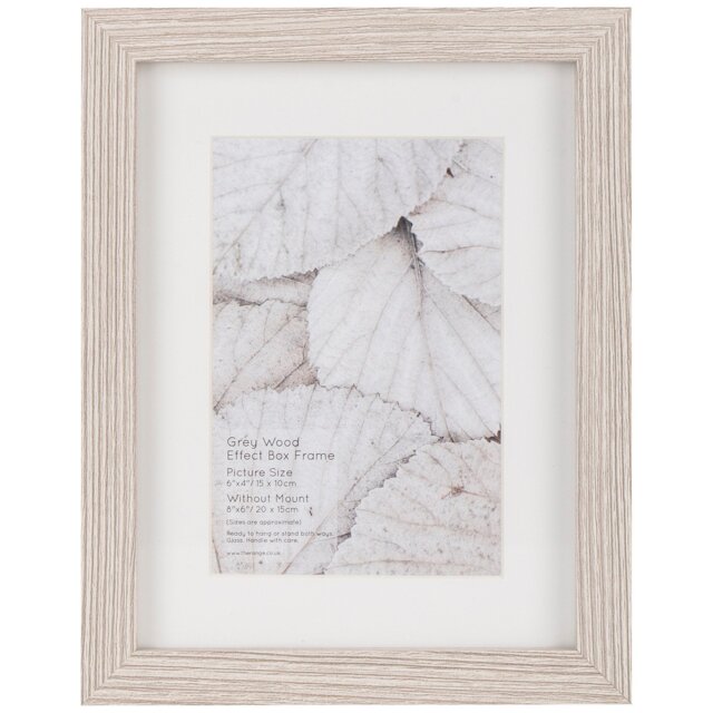 Grey Wood Effect Box Photo Frame 6 x 4 inch - Size: A6 - The Port. Co Gallery - Wilko - image 1