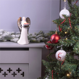 St Helens Large White and Silver Winged Angel Ceramic Tea Light Holder - Size: 9 x 11 x 20cm - Multi - Wilko - thumbnail 3