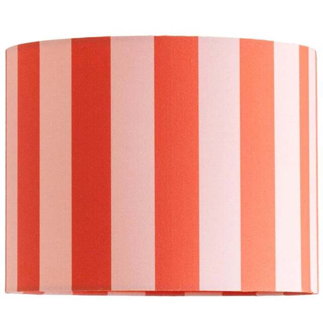ValueLights Callie Colour Clash Orange and Pink Striped Fabric Large Drum Lamp Shade - Size: 22 x 29.5 x 29.5cm - Multi - Wilko - image 1