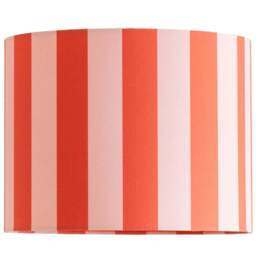 ValueLights Callie Colour Clash Orange and Pink Striped Fabric Large Drum Lamp Shade - Size: 22 x 29.5 x 29.5cm - Multi - Wilko