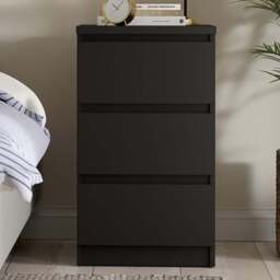 Florence 3 Drawer Matt Black Bedside Table - Furniture to Go - Wilko - thumbnail 1