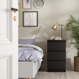 Florence 3 Drawer Matt Black Bedside Table - Furniture to Go - Wilko - thumbnail 7
