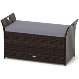 Costway 2 Seater Grey Rattan Outdoor Storage Bench - Wilko - thumbnail 3