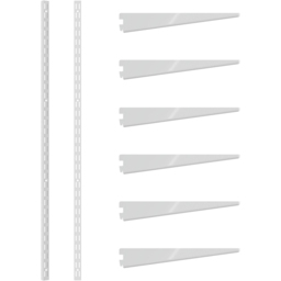 Rothley White Twin Slot Shelving Kit 12.5 inch Brackets and 78 inch Uprights - Size: 205 x 7 x 11cm - Wilko - thumbnail 1