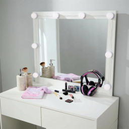 Home Source Vero 5 Drawer White Vanity Table and Cushioned Stool Set with LED Mirror - Size: 135 x 80 x 40cm - Wilko - thumbnail 4