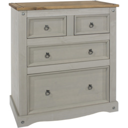 Corona 4 Drawer Grey Washed Wax Chest of Drawers - Wilko - thumbnail 5